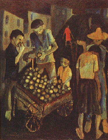 Descartes Gadelha — “Carro de Frutas” , 1967 óleo sobre hardboard, c.i.e. 60 x 75 cm