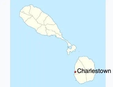 Charlestown. Saint Kitts and Nevis, in the Caribbean. Image: Wikipedia