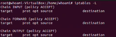Example!View empty policies and rules” are shown as ACCEPT
