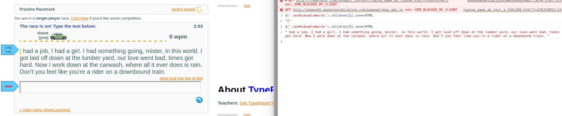 How To Mess With TypeRacer. Writing a bot to mess around with