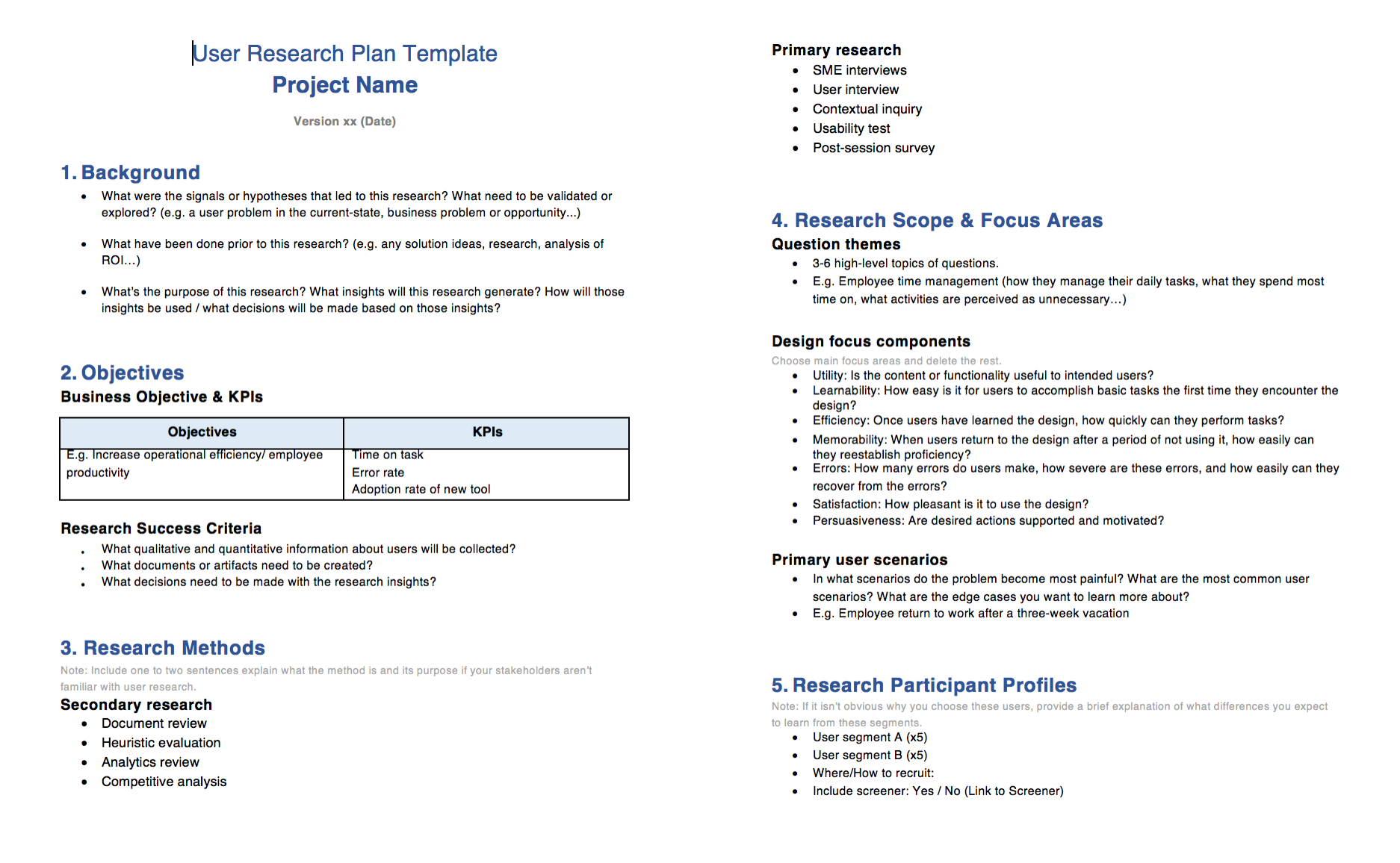 An example of a research plan