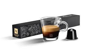 Ristretto Nespresso coffee capsule — a sleek black aluminum pod designed for Nespresso machines, delivering a bold, intense espresso with deep roasted and chocolatey notes.