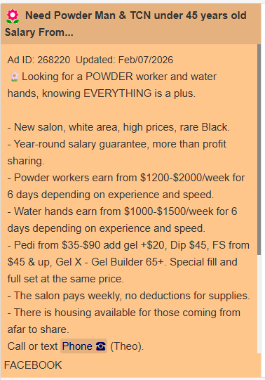The Receipts: Inside the Job Board Where Asian Nail Salons Advertise “No Black Customers” as a Job…
