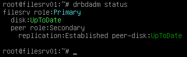 DRBD status on primary node