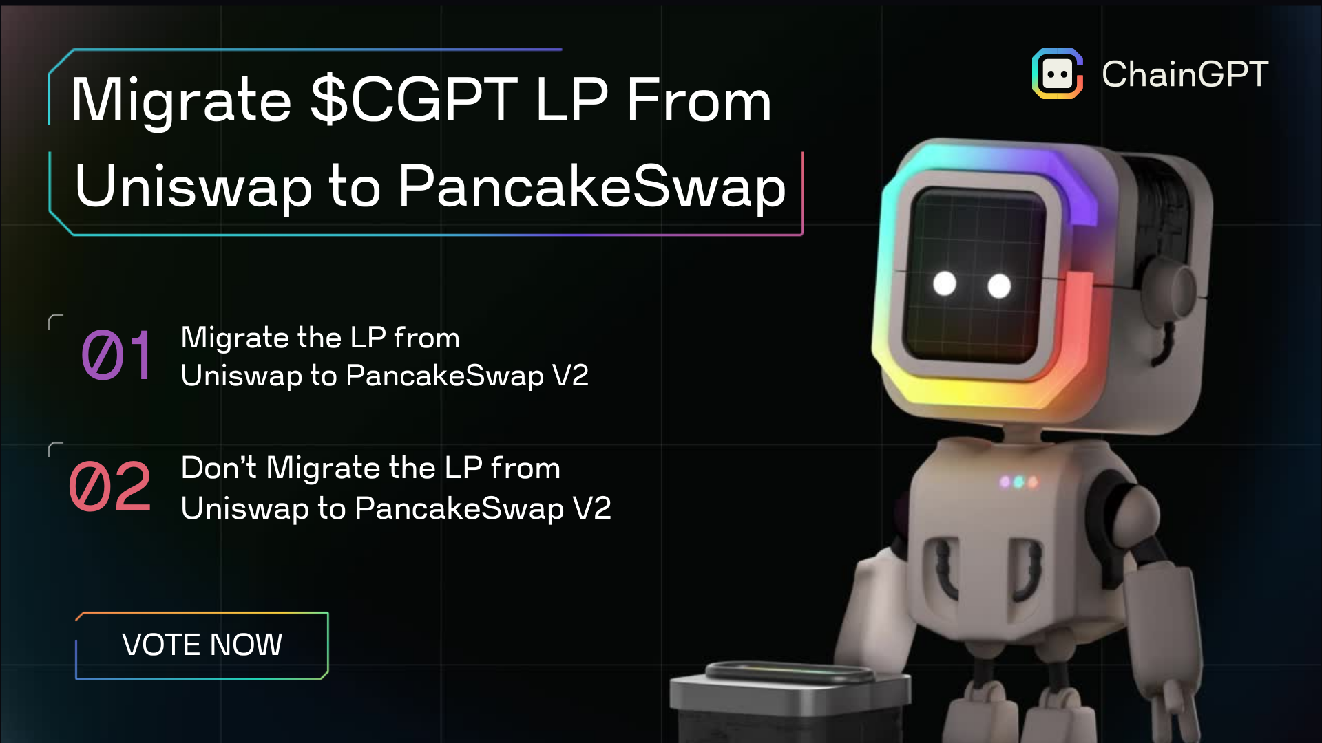 DAO Proposal #9: Migration Of ChainGPT Liquidity From Uniswap (ETH) To PancakeSwap  V2 (BSC) | by ChainGPT | ChainGPT Blog | Medium