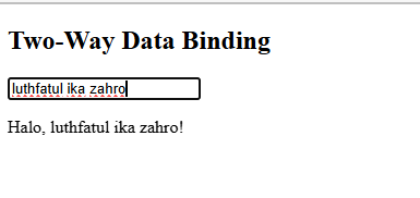 Tampilan Two-Way Data Binding
