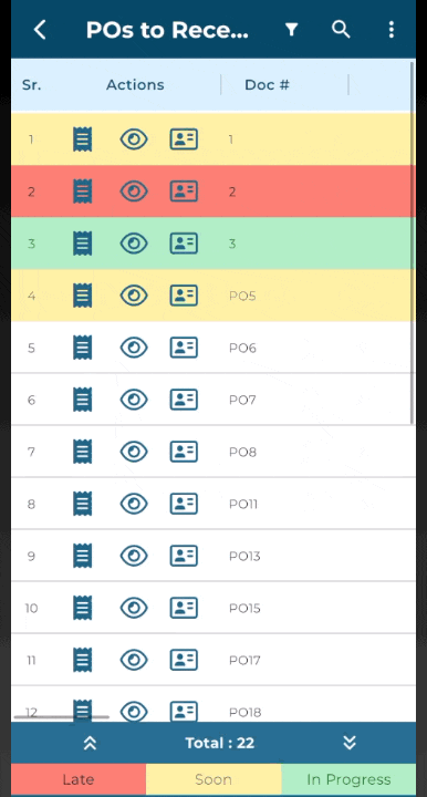 List of POs to contat vendor(s)