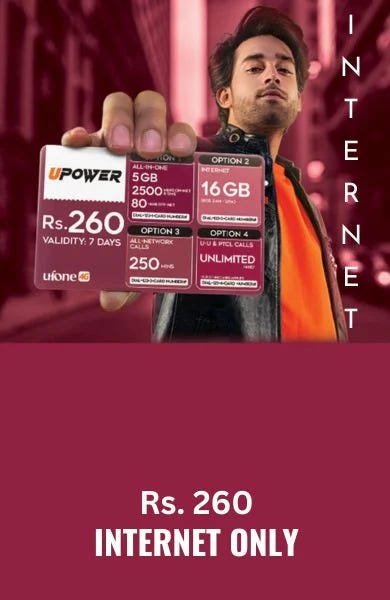 UPower Internet 250/260 Code and Details for 16GB Data