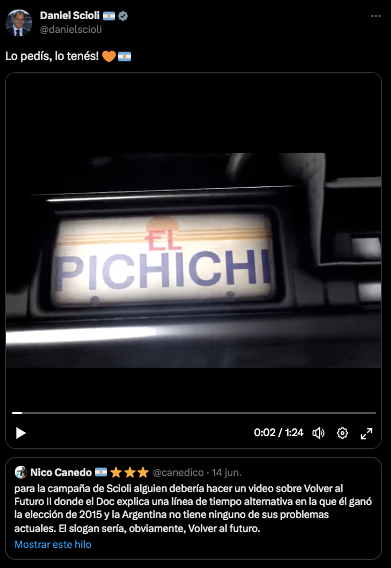 Publicación original del spot de Scioli en respuesta a mi tweet del 14 de junio