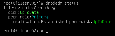 DRBD status on secondary node