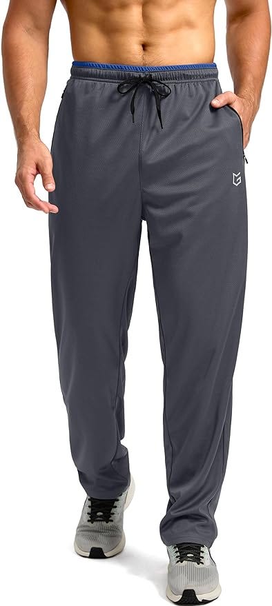 G Gradual Men's Sweatpants Open Bottom, Workout Pants with Zip Pockets!  ($25 Now on !) Mesh Material and Performance: The mens sweatpants are  made of quick-drying mesh fabric, which provides a… 