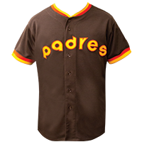 Padres wore brown tops on the road from 1976–1984, by FriarWire