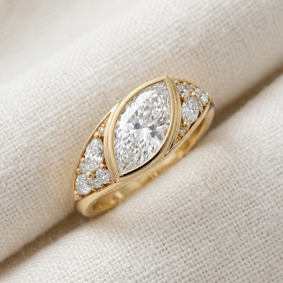 An elegant yellow gold ring crafted to celebrate proposals, weddings, and lasting love.