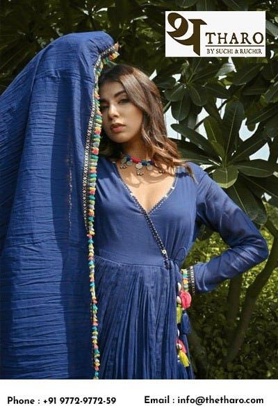 MULMUL NAVY BLOSSOMS BLOCK PRINTED TIERED MINI DRESS main image 1