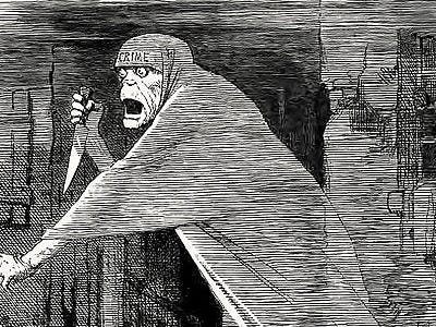 An engraving of Jack the Ripper by John Tenniel, 1888 (Wikimedia Commons)