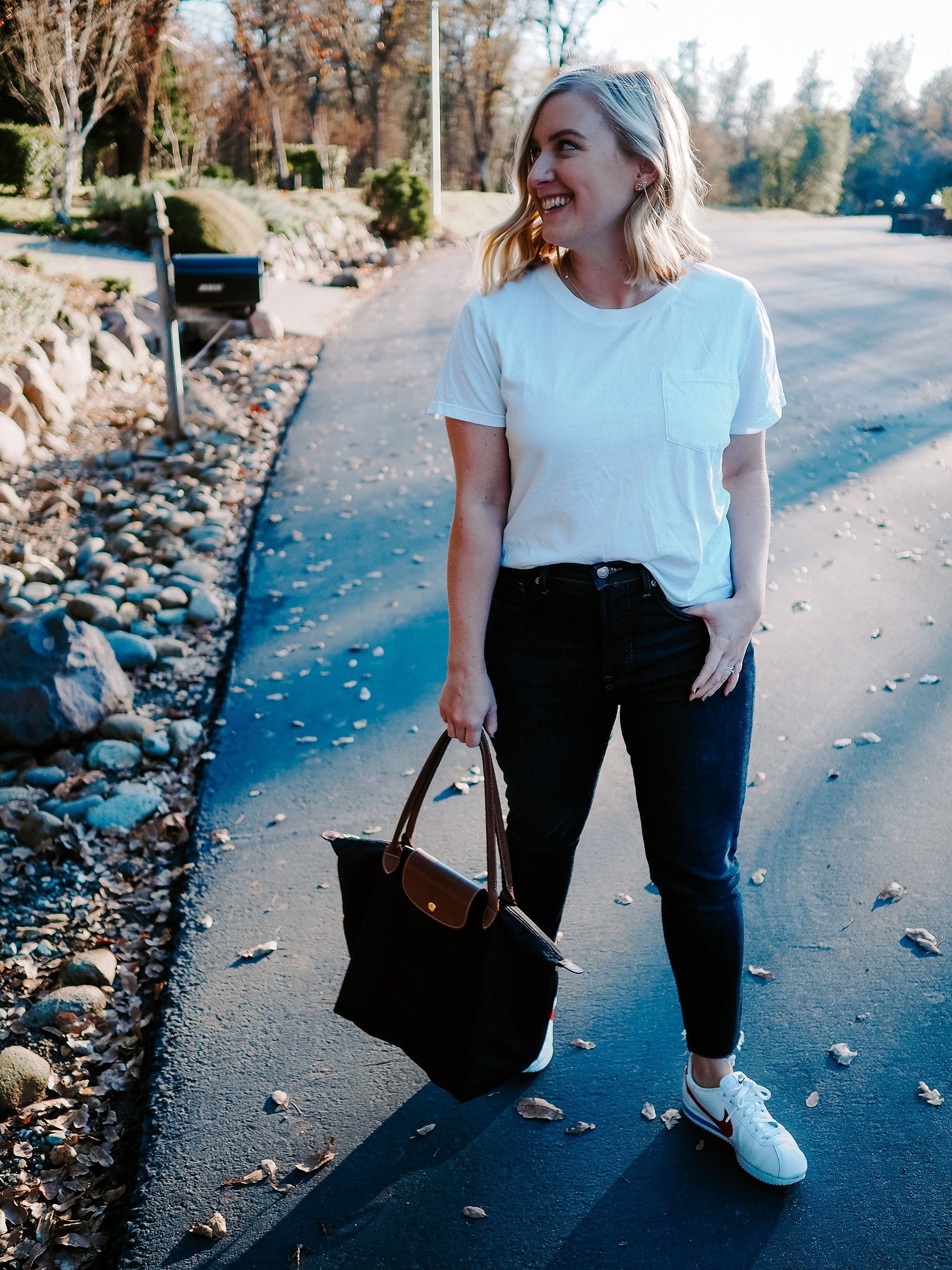 Longchamp Black Le Pliage Coated Canvas Tote