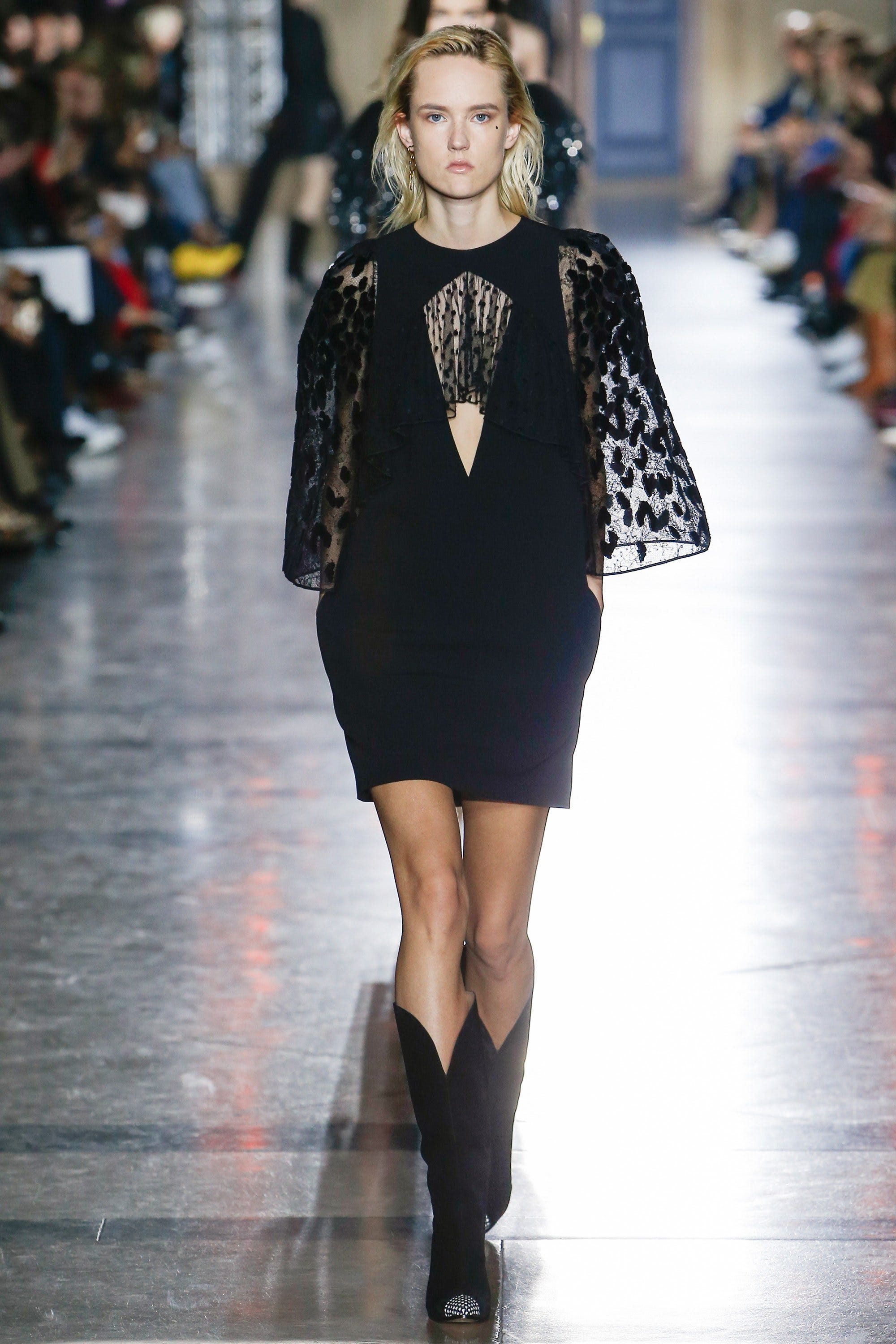 chinese dress ladies BLACK ABSTRACT TATTOO LACE TULLE APPLIQUE COCKTAIL DRESS