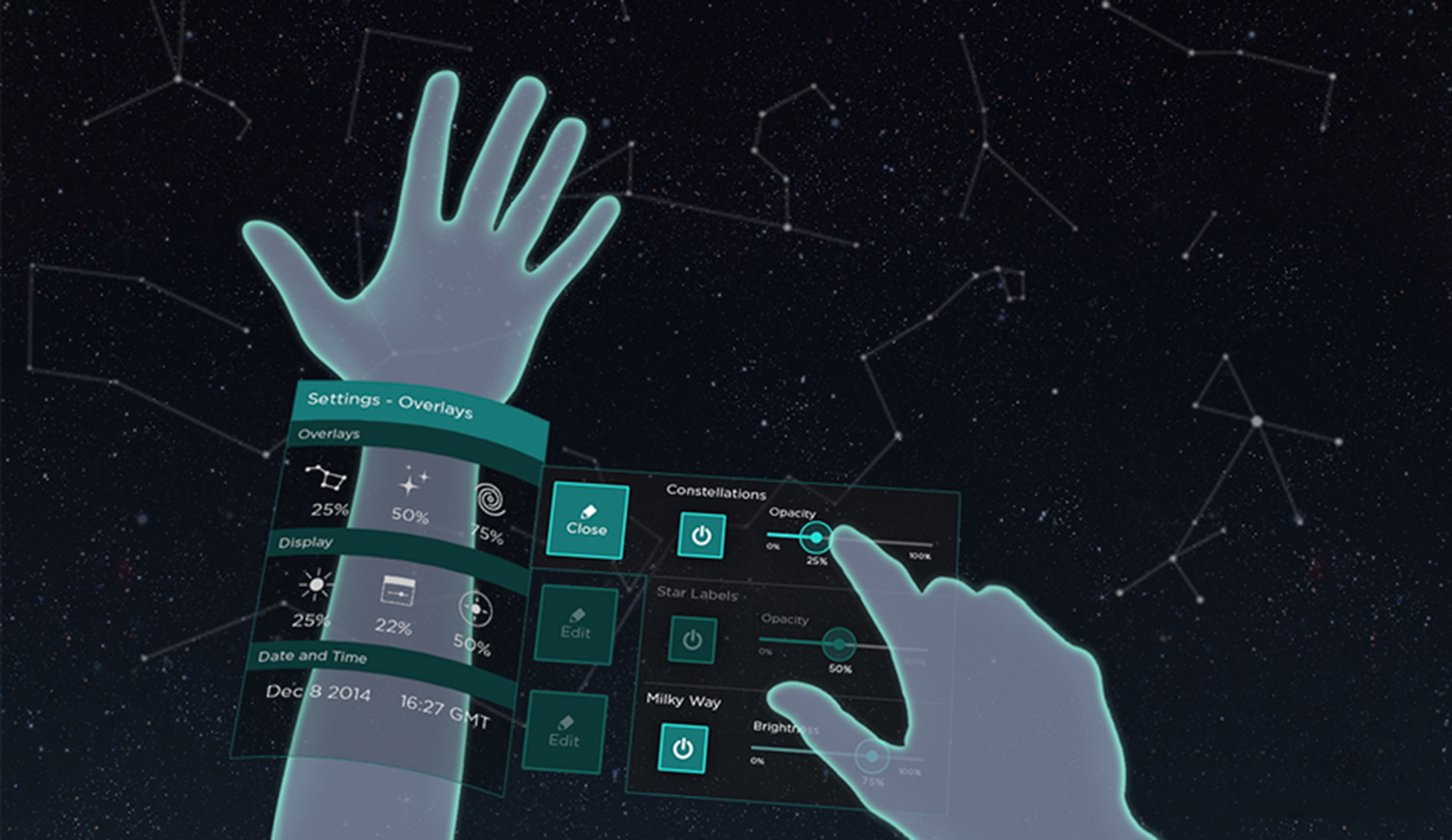 1: Example of the hand shape with five fingers identities.