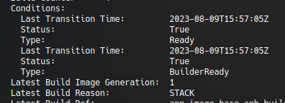 Check the latestBuildReason and status fields