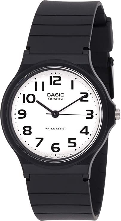 Casio MQ24-7B2 – Orologio Uomo Al Quarzo – Quadrante Bianco, Cinturino In Resina Nera, Cassa 35 Mm, Resistente All'Acqua