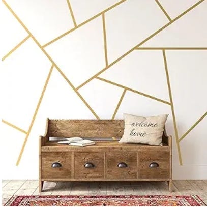 Picture of Metalic Gold Large Vinyl Modern Line Wall Decals, Peel and Stick ...