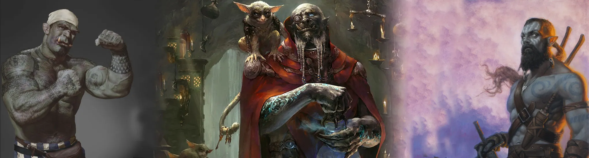 Scartoof 2 by broutefin, Half Orc Warmage by Jinxiaodi and Blademaster by Greg Opalinski