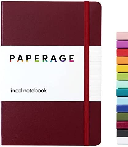 PAPERAGE Lined Journal Notebook, (Burgundy), 160 Pages, Medium 5.7