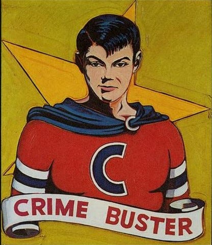 Mel Ramos, Crime Buster, oil on canvas, 1962.