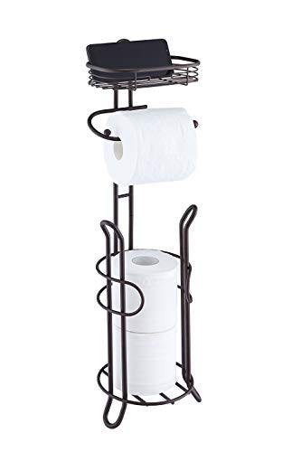 A toilet paper holder with two rolls of toilet paper.