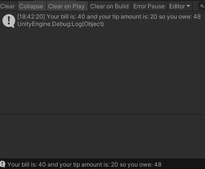 Working in Unity: Tip calculator. If you want to get more familiar with ...