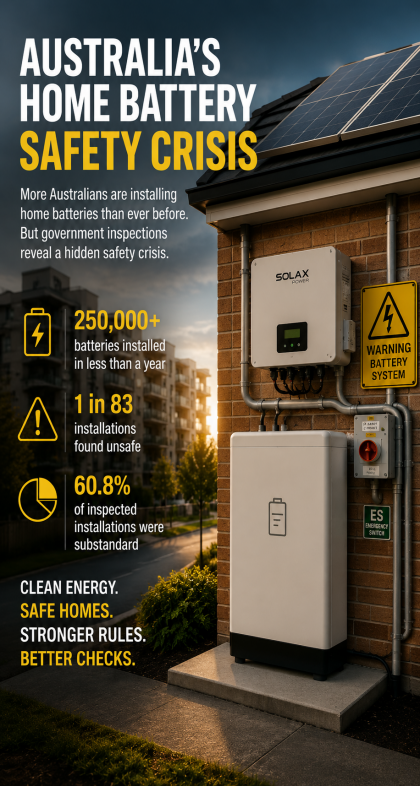 Australia’s home battery safety crisis. Graphic: Xin Hu.