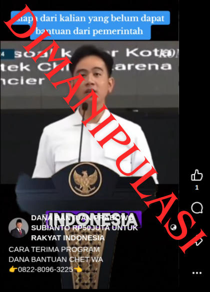 Hoaks: Wakil Presiden Gibran Rakabuming Raka Menawarkan Bansos Melalui Video di Facebook