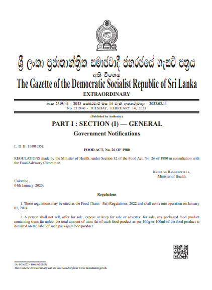 Trans Fat Regulations, Sri Lanka (Effective Jan 1, 2024) | by Nuwan I
