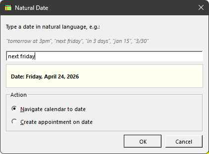 Natural Date selector