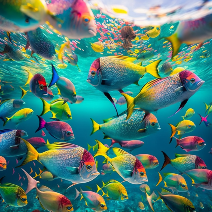 Fish. In the depths of the ocean they swim by Michelange Jean ILLUMINATION Medium
