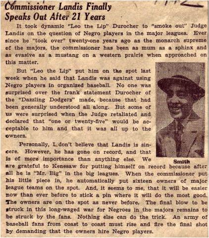 Wendell Smith in 1942, identifying a path for Branch Rickey