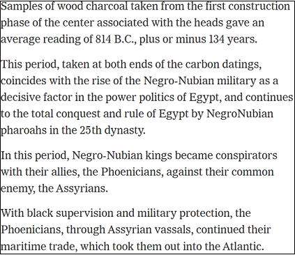 Excerpt from “Bad News for Columbus, Perhaps” by Ivan Sertima for Dec 04, 1975 New York Times. Van Sertima theorizes the rise of Nubian control over Egypt prompted joint naval military missions with the Phoenicians to the Americas. Those missions to the Americas coincided with the rise of Olmec civilizations.