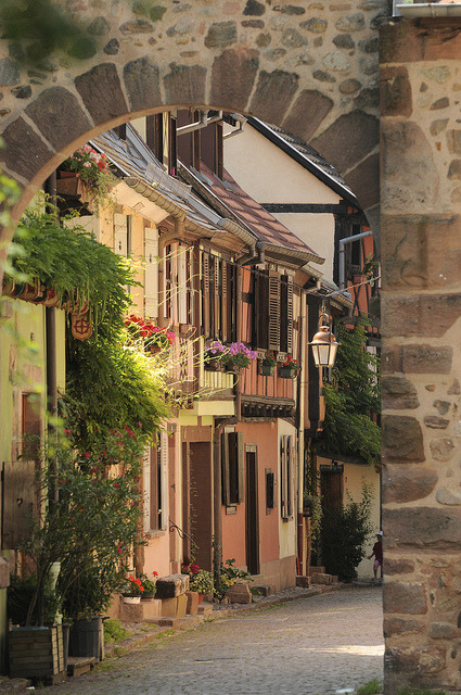 Picturesque streets of Kaysersberg in Alsace, France