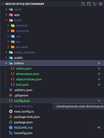 The default generated folders and files from the command