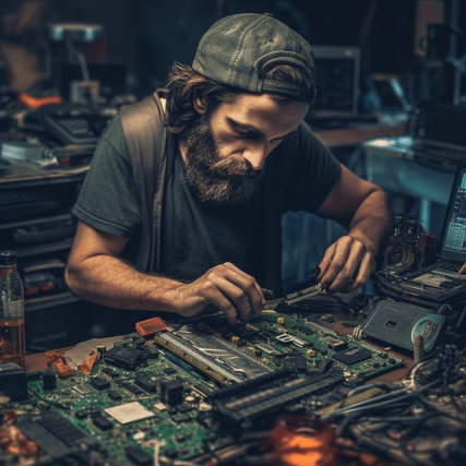 image of skilled technician repairing a computer in Forest Lake