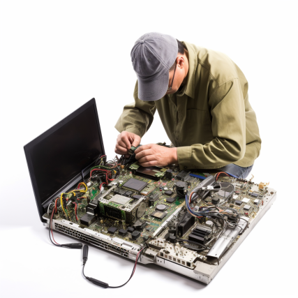 Image of an technician fixing computer in Ashgrove