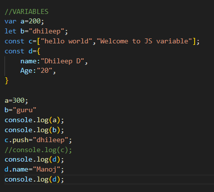JavaScript Variables - Dhileep - Medium