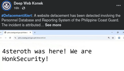 Defacement of the Philippine Coast Guard Personnel Database and Reporting System