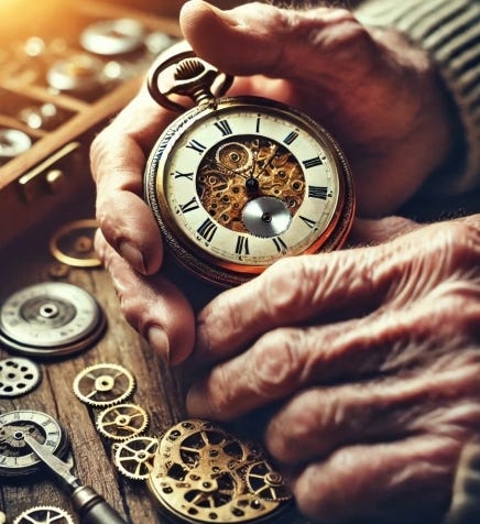 A Moment of Reflection: In every winding gear and aging hand, time’s