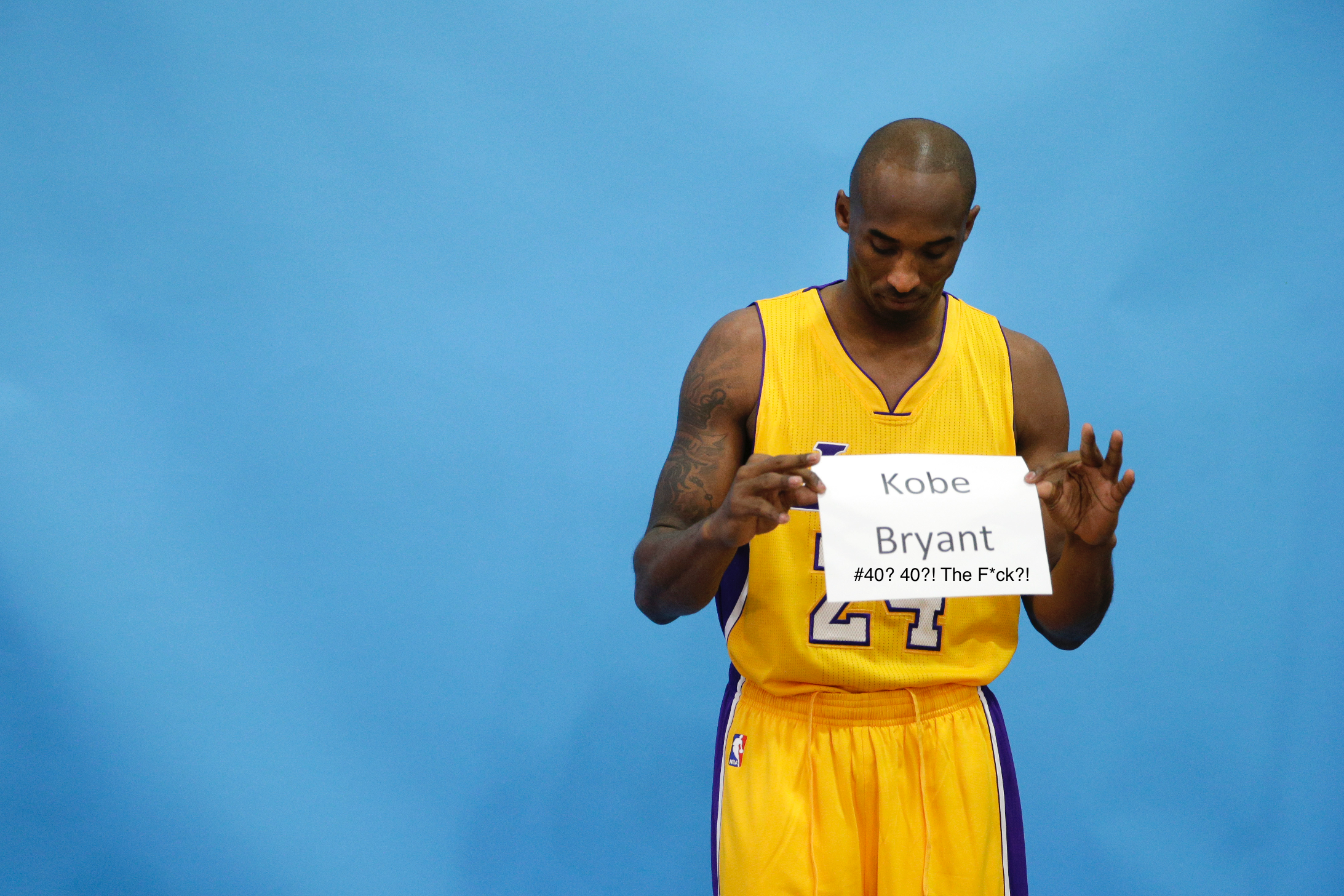 Kobe Bean Bryant Is Throwing Basketball Wearing Blue Sports Dress