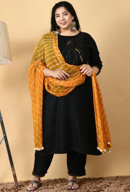 Black Thea Anaar Printed Kurta & Pant Set main image 1