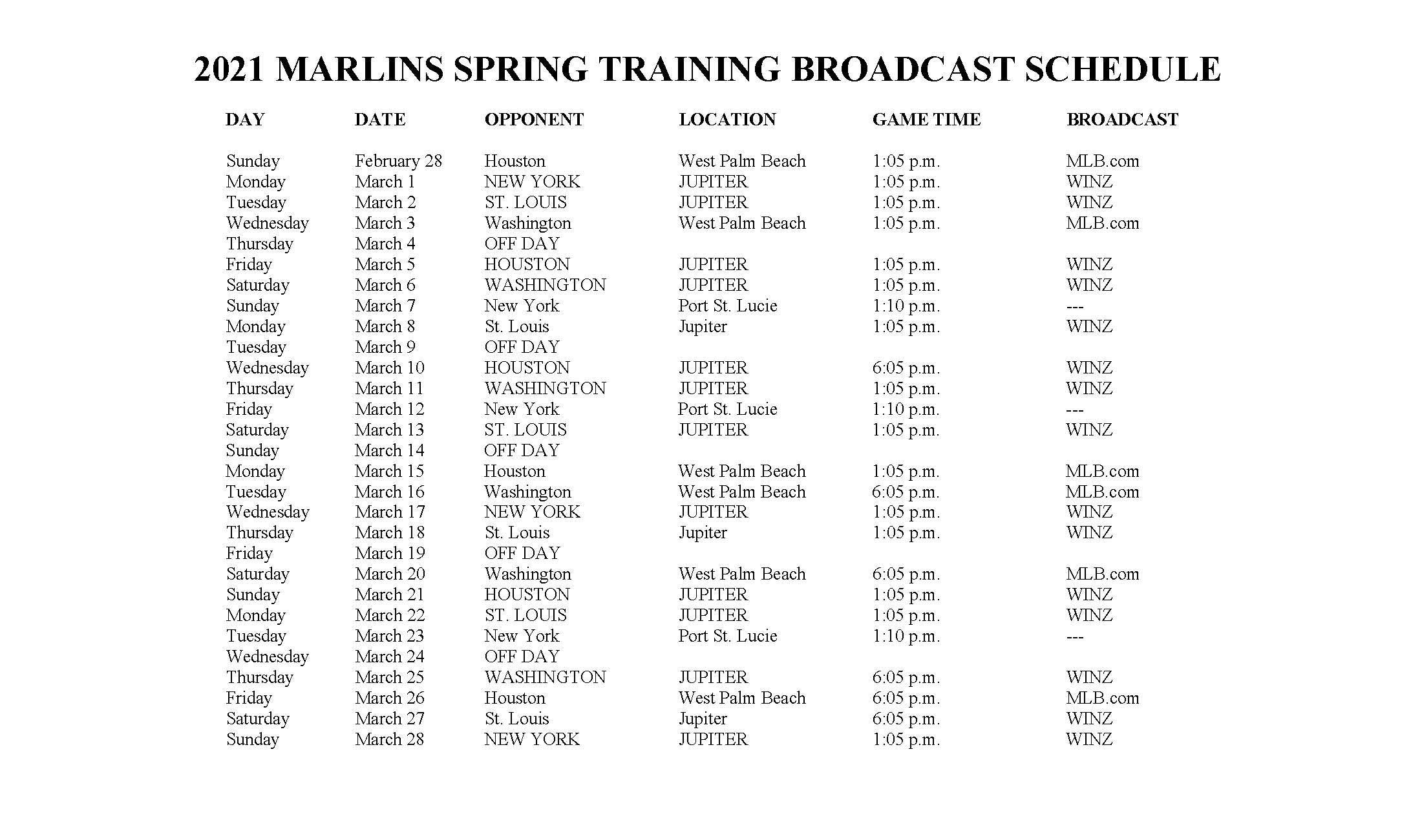 Marlins release 2021 schedule