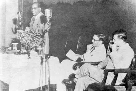 Dr. Ambedkar is delivering his speech in the annual gathering of Elphinston College celebrated at the C. Hall, Bombay on 15th December 1952