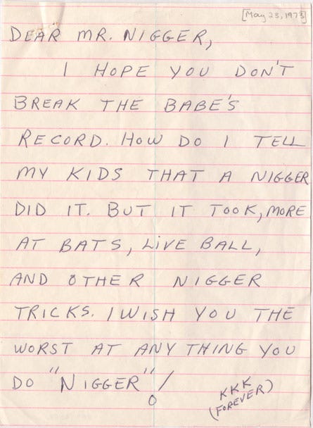 The Braves kept a handful of the letters Aaron received