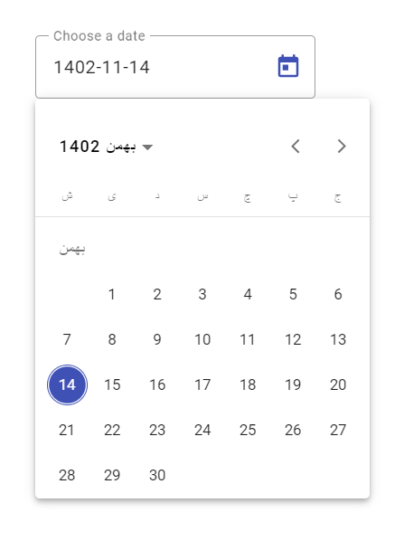Jalali (Persian) Material DateAdapter: A Custom Solution for Angular 17” |  by Mohsen Zikey | Medium